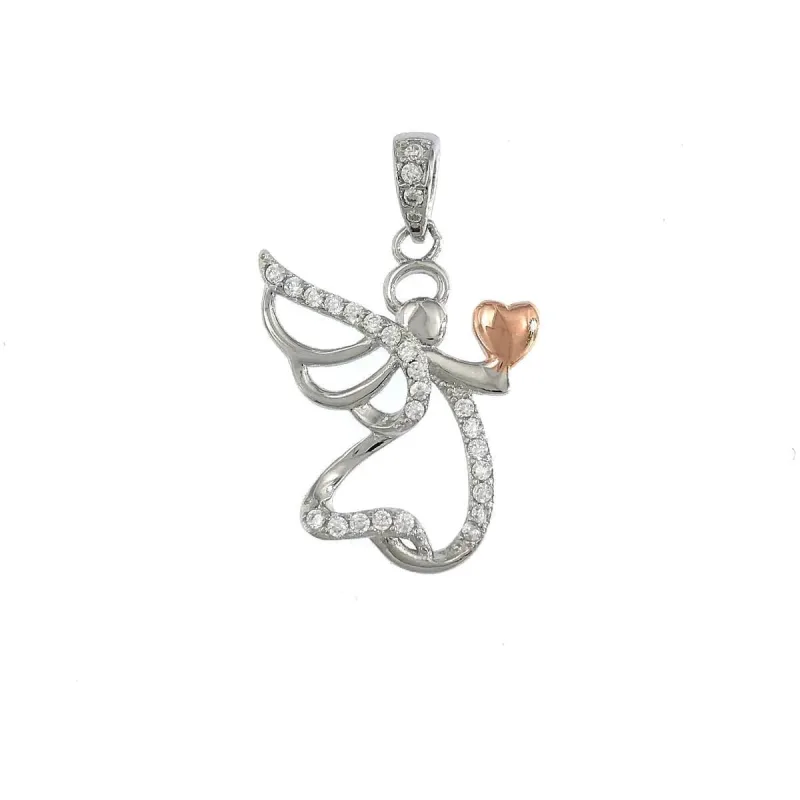 Strieborný prívesok anjel so srdiečkom