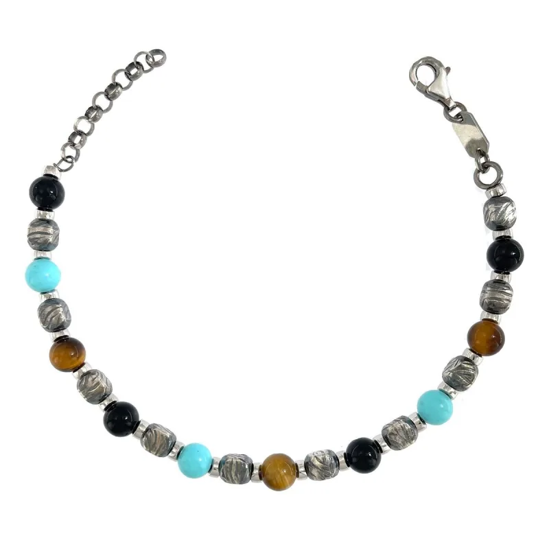 Strieborný oxidovaný náramok s guľôčkami dĺžka náramku 18+3cm