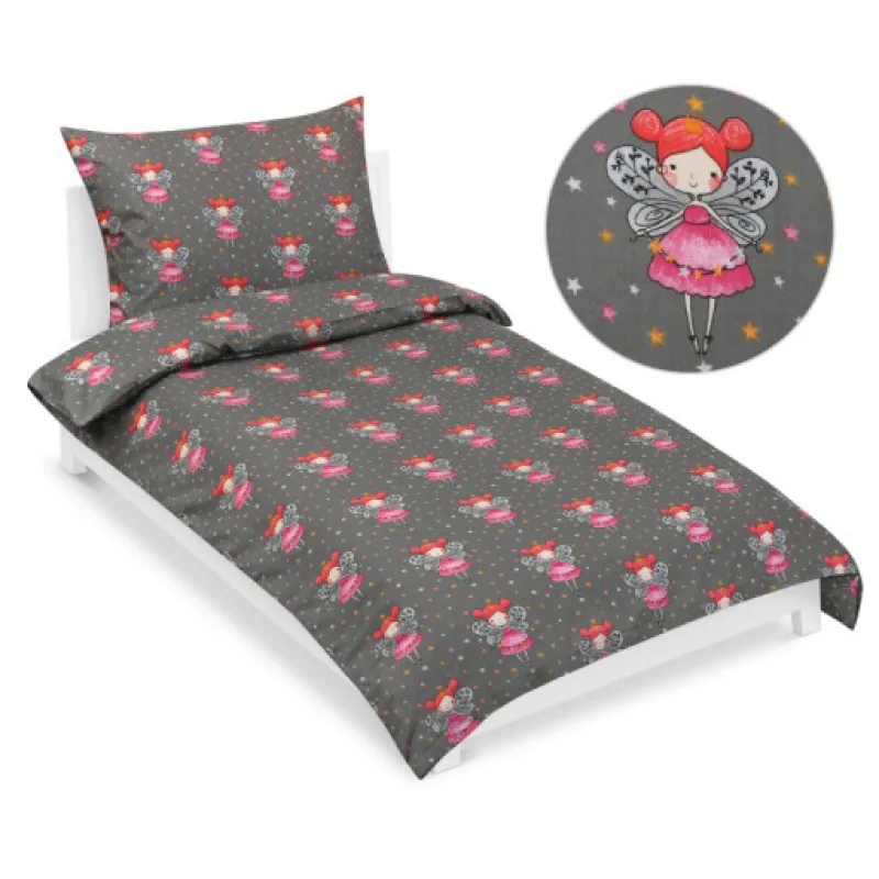 Bellatex Povlečení bavlněné Junior, Víla šedorůžová - 140x200, 70x90cm