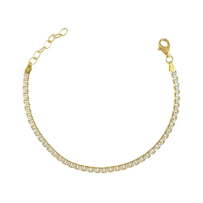 Strieborný pozlátený náramok BOX s brusom dĺžka náramku 17+3cm