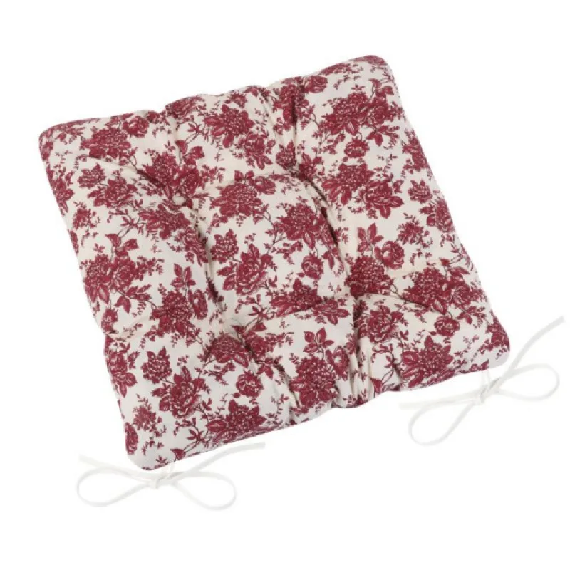 Bellatex Sedák Adéla prošívaný, Bordo květ - 40x40cm