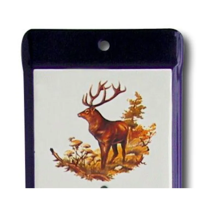 Venkovní teploměr smaltovaný, Modrobílý 500 x 95 mm, Motiv Jelen