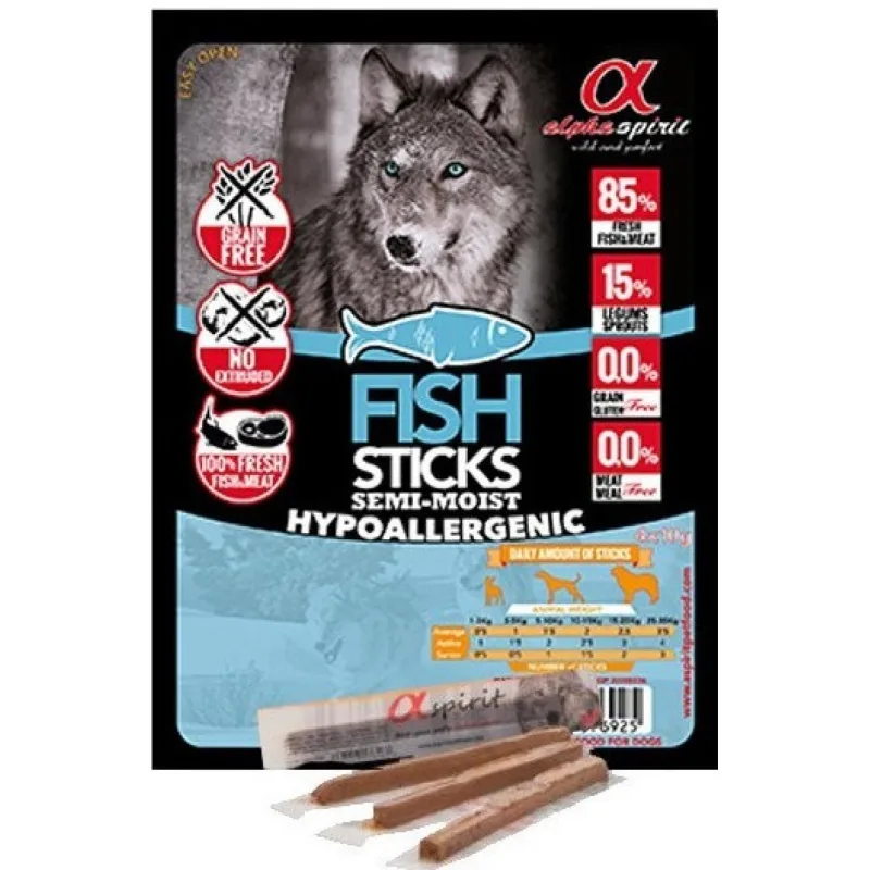 Alpha Spirit dog Paličky rybacie 4x10 g