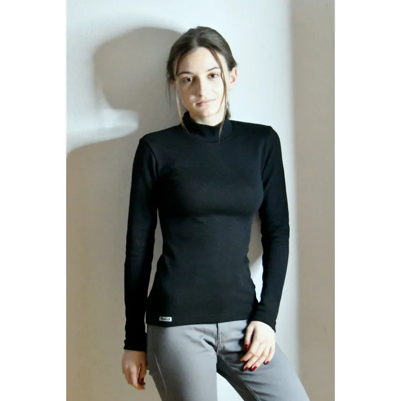 Dámsky termo nátelník so stojačikom / pol rolák - čierne, L