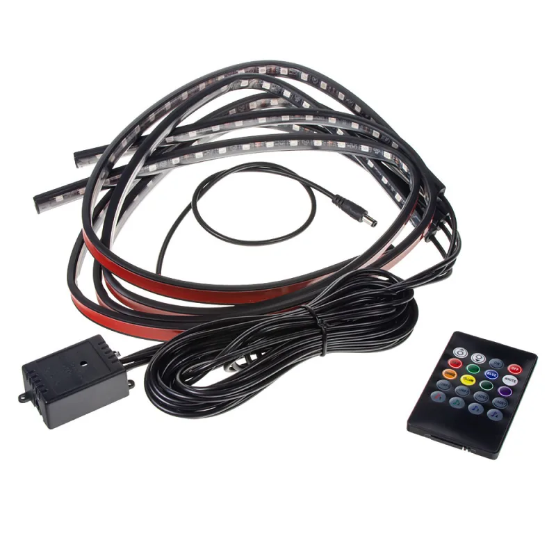 LED podsvětlení vnitřní/vnější RGB 12V, IR , 4 pásky 95rgb-set12