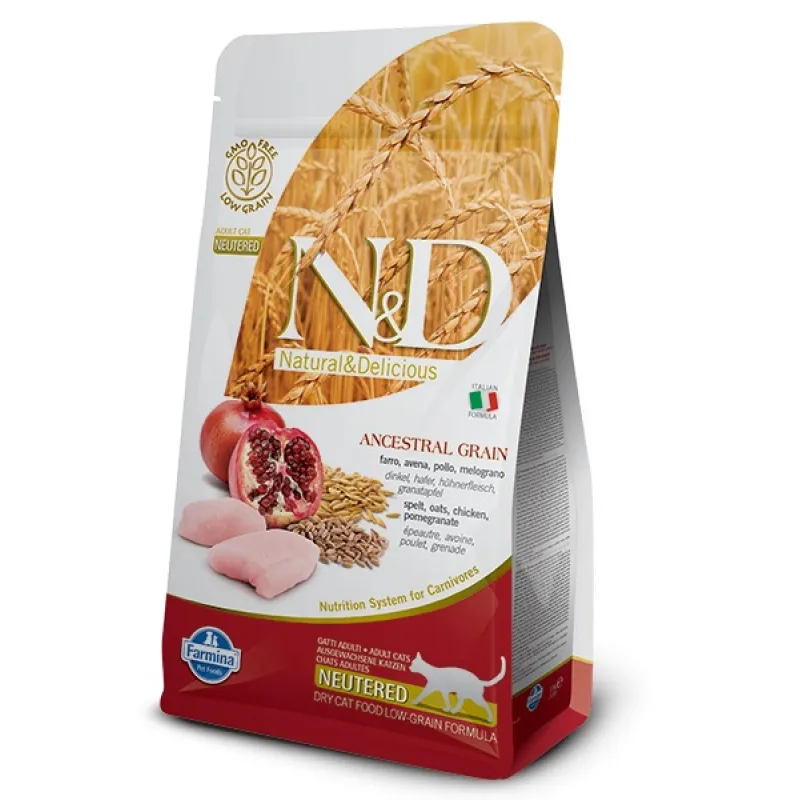 Farmina N&D cat AG adult, neutered, chicken, spelt, oats & pomegranate 5 kg