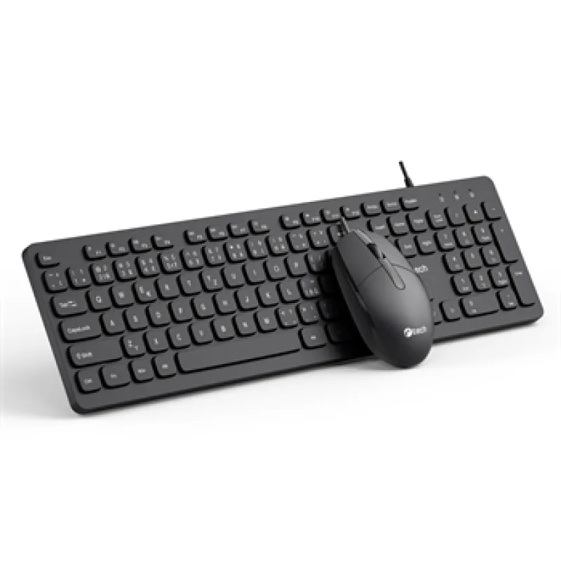 Klávesnice C-TECH KBM-105, drátový combo set s myší, USB, CZ/SK KBM-105-BL