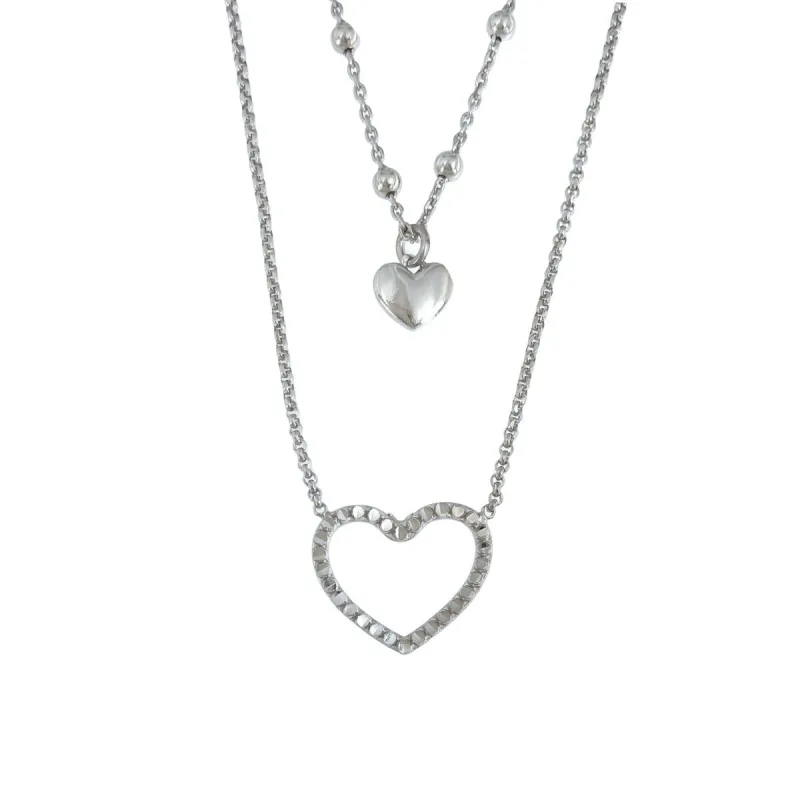 Strieborný náhrdelník kaskáda so srdiečkami dĺžka náhrdelníka 42+3cm