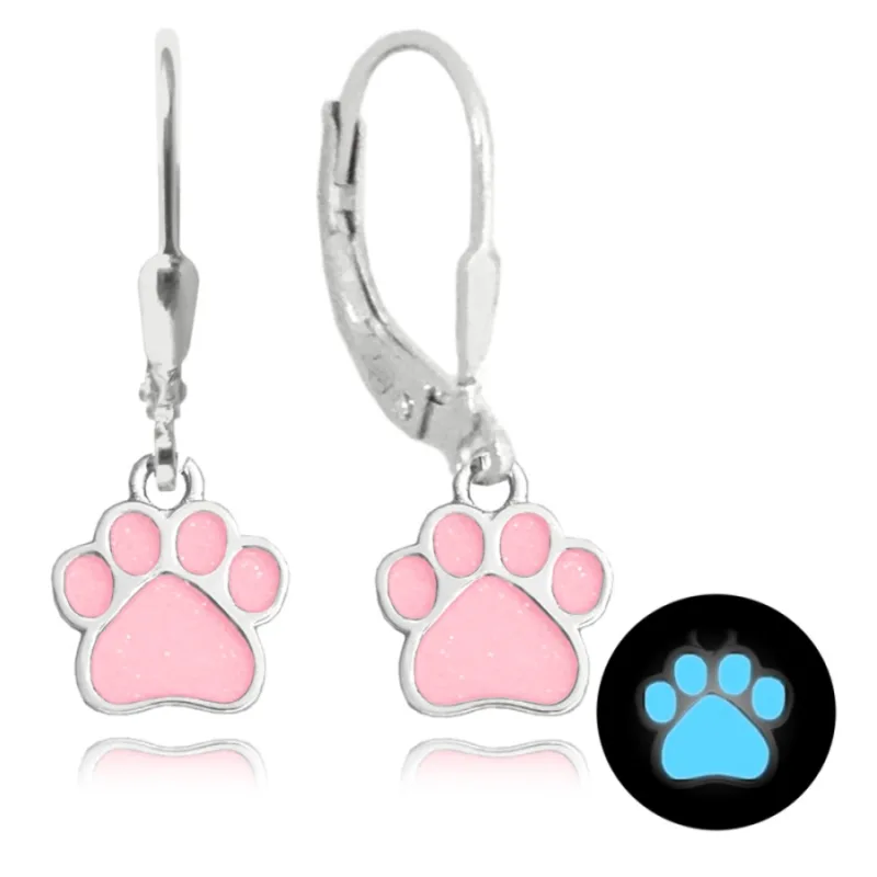 Svietiace ružové strieborné náušnice labky MINET JMAD0025PE00