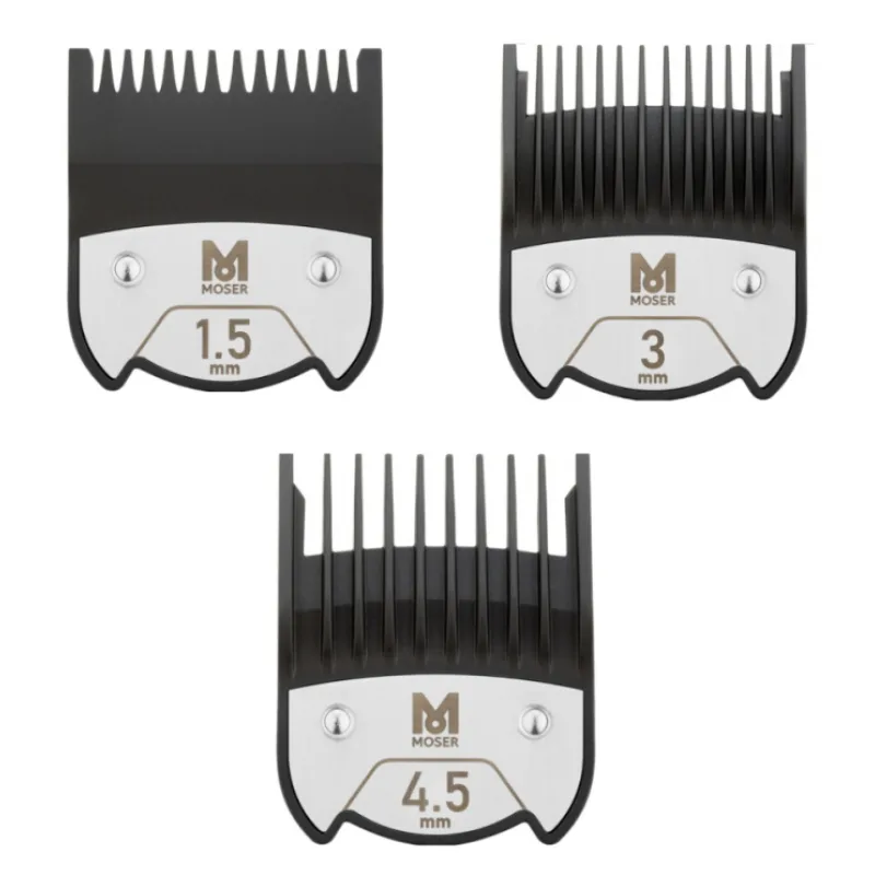 MOSER 1801-7010 Prídavné magnetické hrebene 1.5mm, 3mm a 4.5mm pre strojčeky Genio a ChromStyle