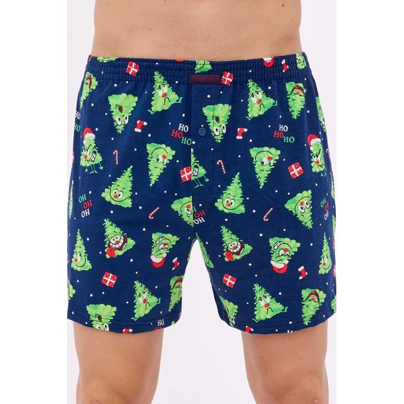 Vianočné trenírky so stromčekmi Comfort 166 modré XXL