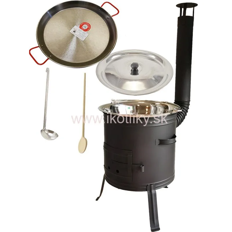 Nerezový kotlík 14L + Ohňovzdorná kotlina + Paella panvica