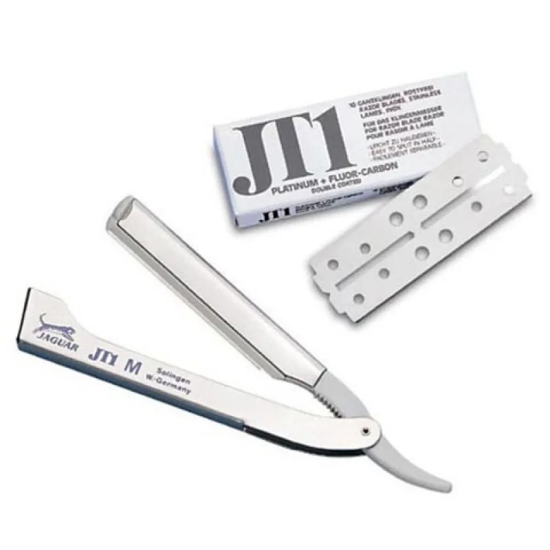 JAGUAR SOLINGEN JAGUAR JT1 M Britva na dlhé žiletky 62mm - kovová rukoväť + 10ks žiletiek