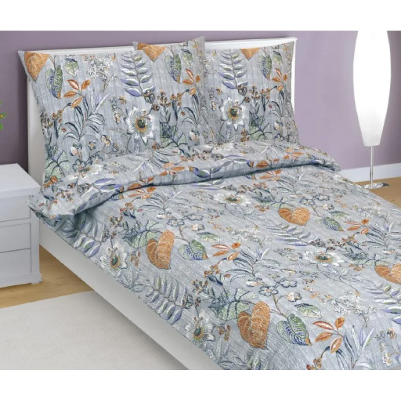 Bellatex Povlečení krep, Listí fialové - 140x200, 70x90 cm