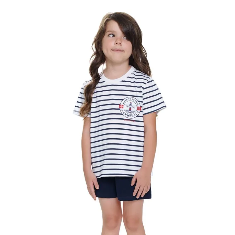 Detské pyžamo Marine biele s pruhmi 110/116