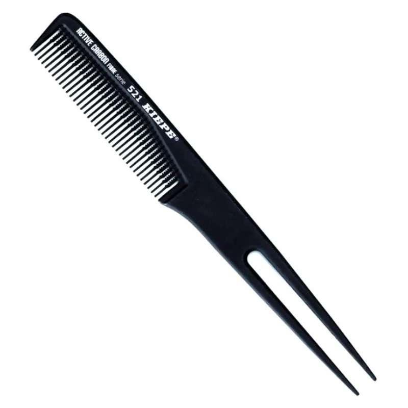KIEPE Professional Active Carbon 521 - karbónový antistatický hrebeň s dvoma hrotmi 198x25mm