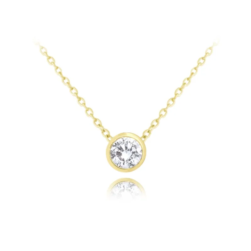 Decentný pozlátený strieborný náhrdelník s bielym zirkónom MINET JMAS0096GN45