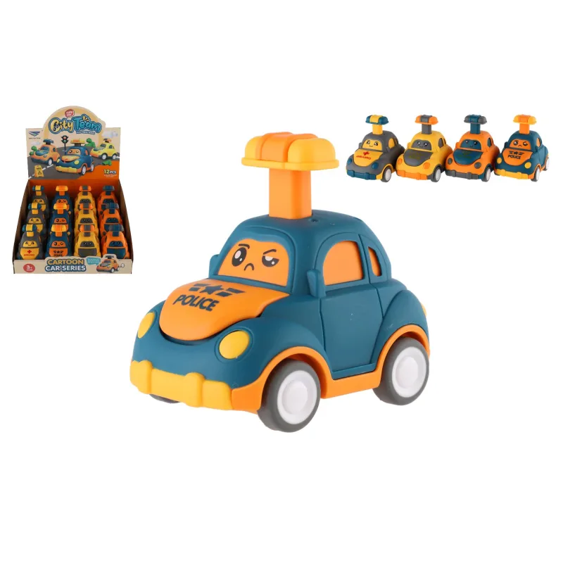 Teddies Auto/Autíčko stlač a choď plast 9cm na zotrvačník 4 druhy