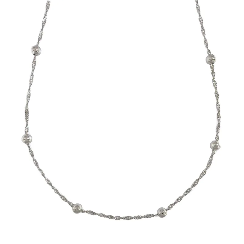 Strieborný náhrdelník lambáda s guľôčkami dĺžka retiazky 50cm