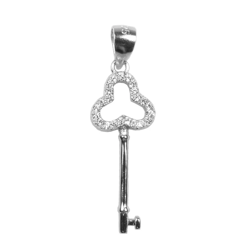 Strieborný prívesok zirkónový kľúčik