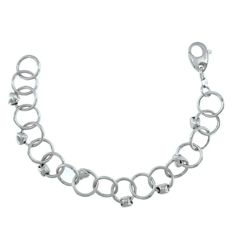 Strieborný náramok so srdiečkami dĺžka náramku 19cm