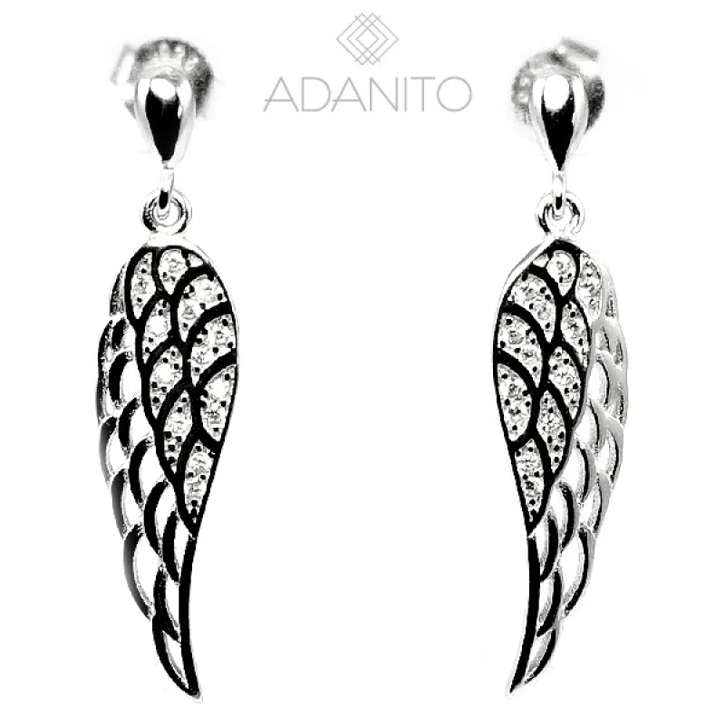 Strieborné visiace náušnice anjelské krídlo BENETO AGUP2360