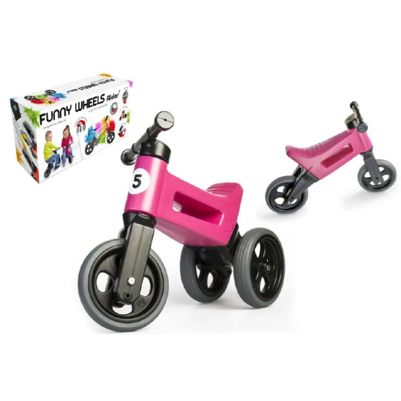 Funny Wheels Teddies Odrážadlo FUNNY WHEELS Rider Sport ružové 2v1, výška sedadla 28/30cm nosnosť 25kg 18m+ v krabici