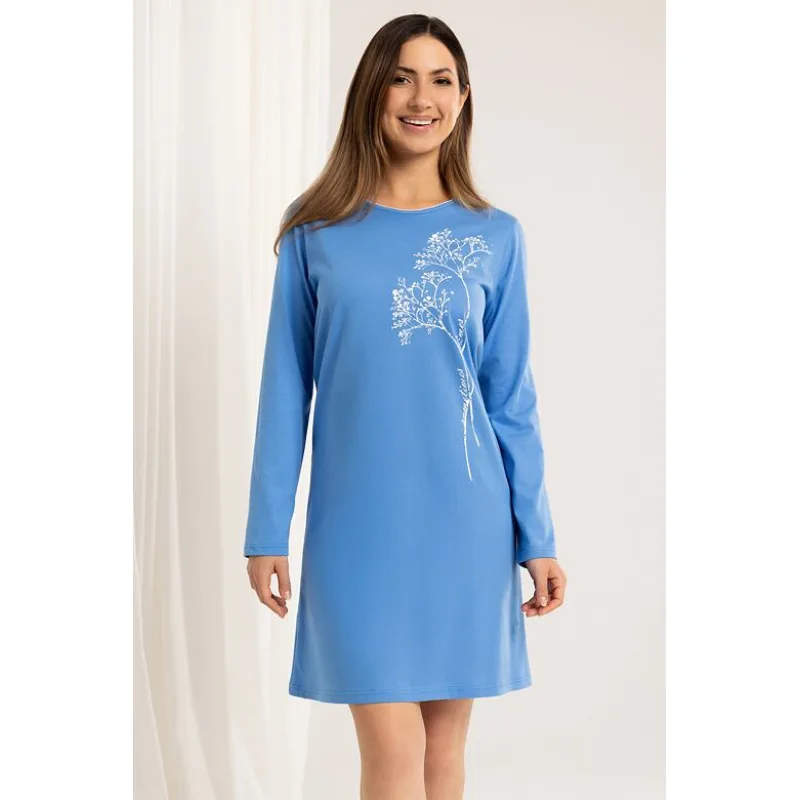 Nočná košeľa Sometimes modrá s dlhým rukávom S