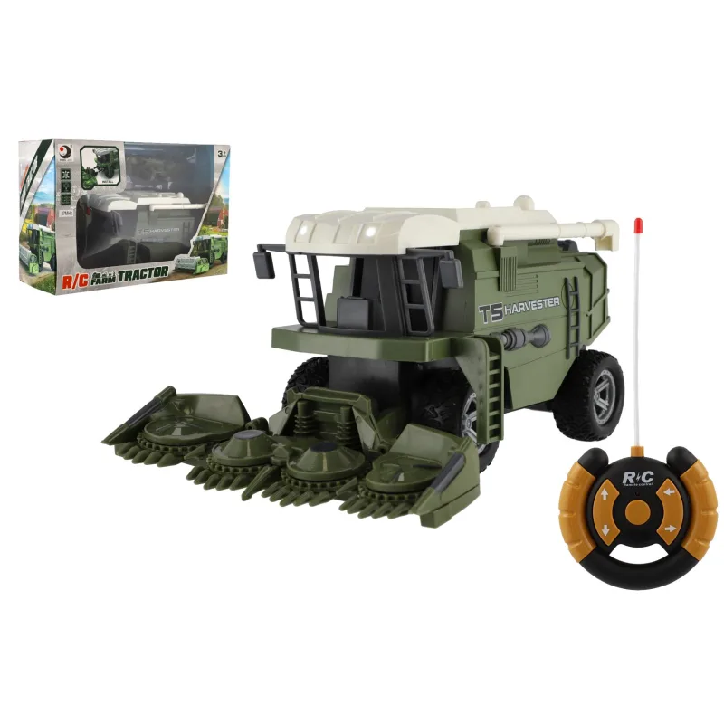 Teddies Kombajn na kukuricu RC plast 22cm 27MHz na batérie so svetlom v krabici 30x21x12cm