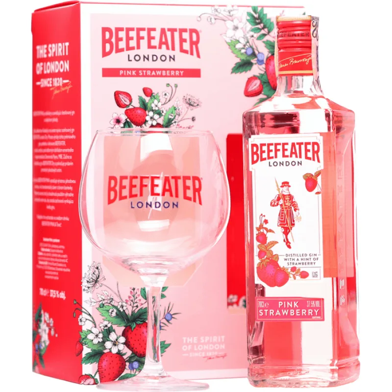 Beefeater Pink Strawberry 37,5% 0,7 l (darčekové balenie 1 pohár)