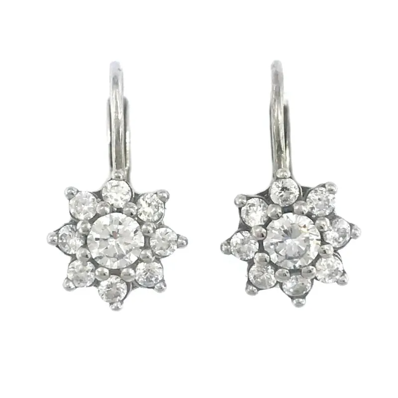 Strieborné náušnice kytičky so zirkónmi