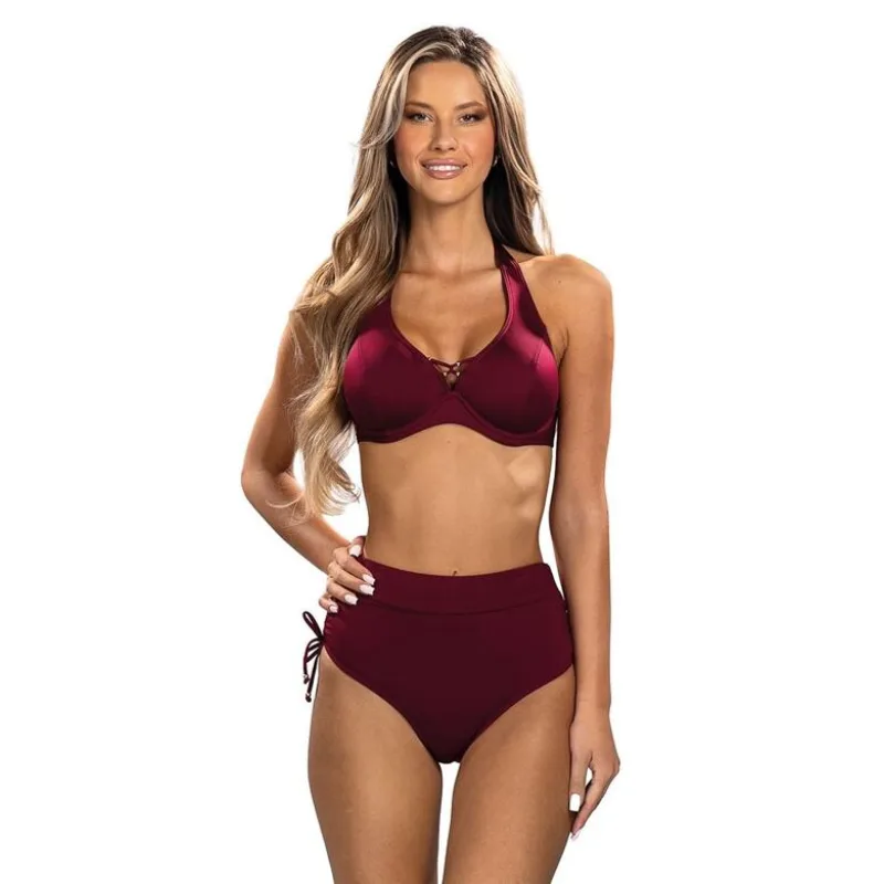 Dvojdielne plavky Dubaj bordové pre väčšie prsia 90D