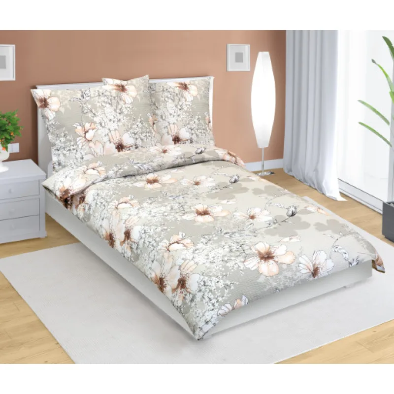 Bellatex Povlečení krepové, Ibišek kávová - 140x220, 70x90 cm