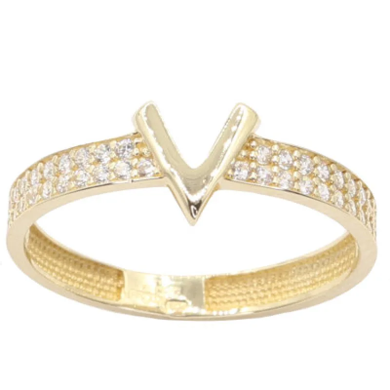 Zlatý prsteň so zirkónmi KA AZR2981, 55, 1.50 g