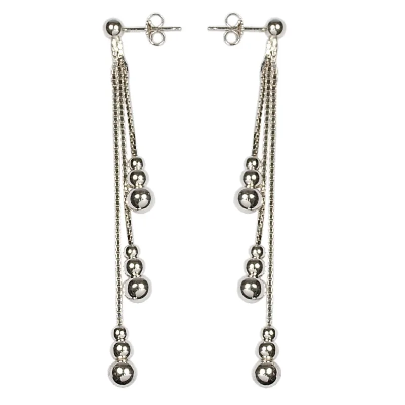 Strieborné visiace náušnice s guľôčkami