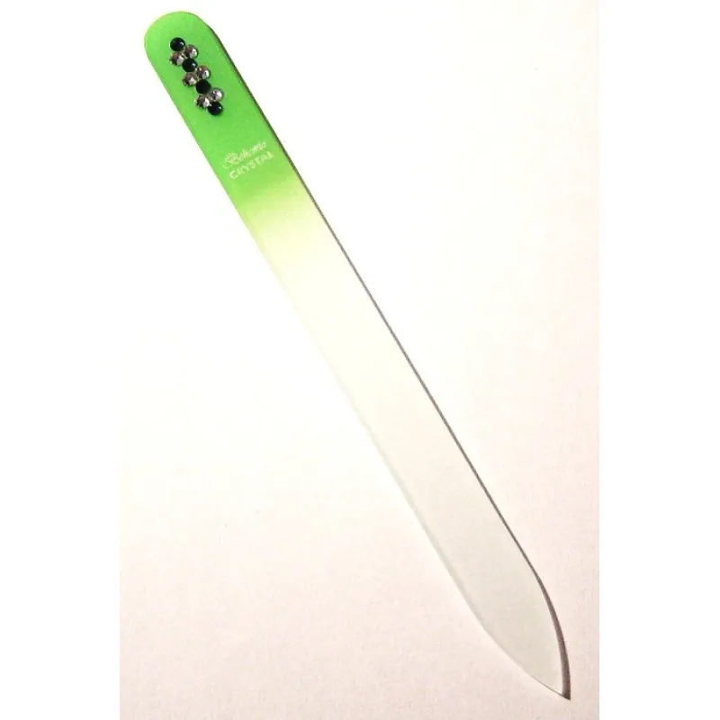 BOHEMIA CRYSTAL Sklenený pilník na nechty Swarovski - 140mm - sv. zelený