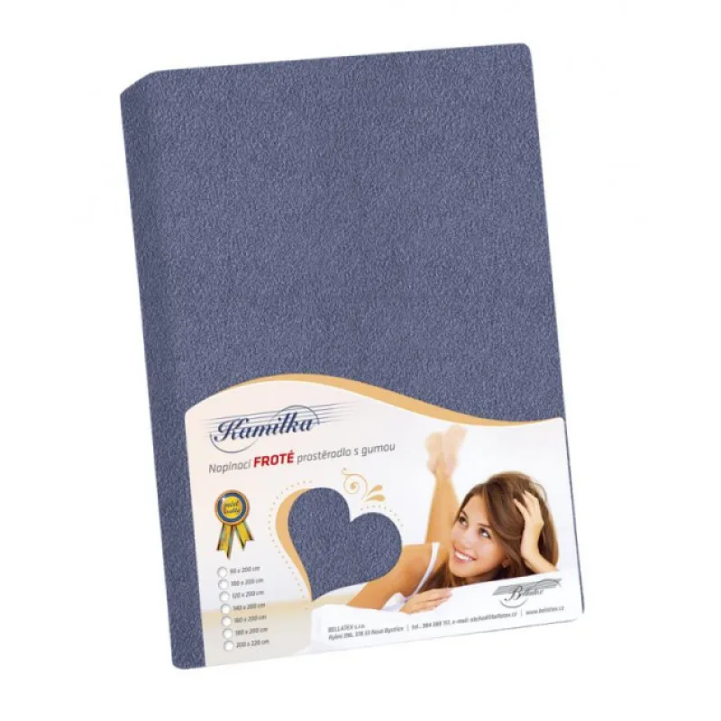 Bellatex Froté prostěradlo vyšší roh, modro-šedé - 90x200x40 cm