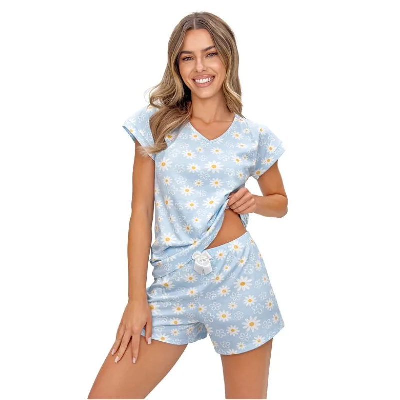 Bavlnené pyžamo Margaret short modré S