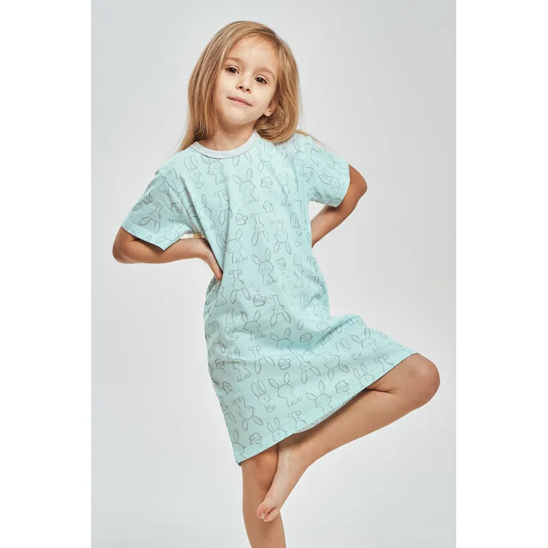 Dievčenská nočná košieľka Arleta mint zajačiky 104