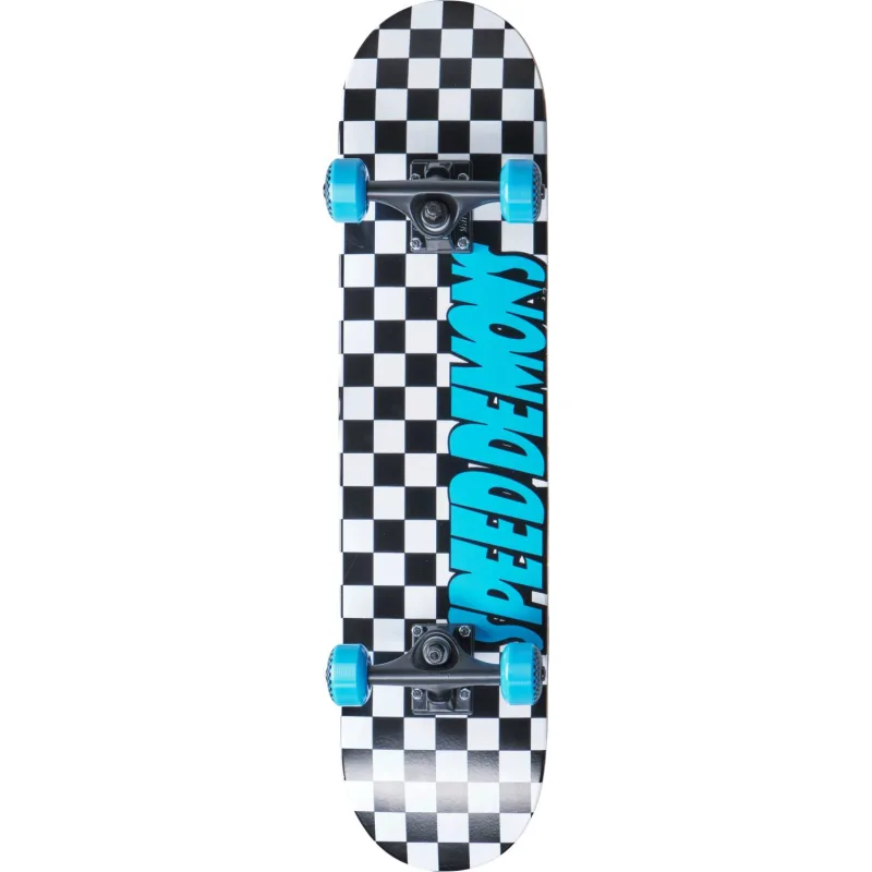Speed Demons Checkers 7.75" Skateboard - Black/Blue