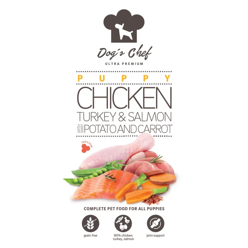 Dog's Chef Dog’s Chef CHICKEN, TURKEY & SALMON WITH SWEET POTATO AND CARROT Puppy 6 kg