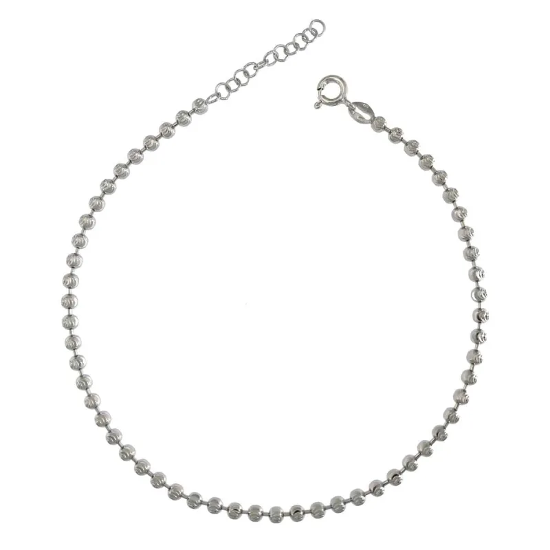 Strieborná retiazka na nohu guľôčková