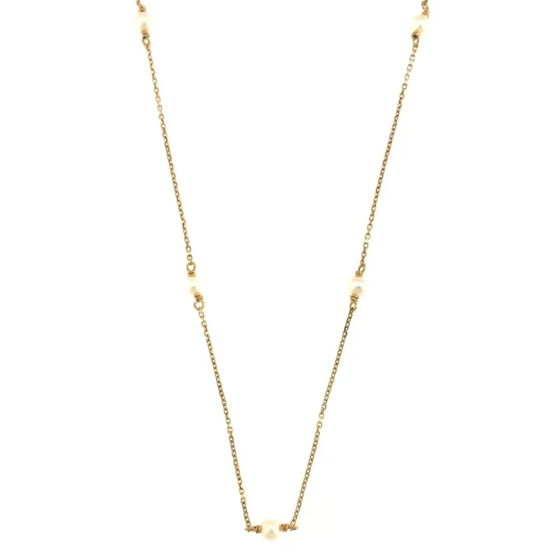 Zlatý náhrdelník s perličkami Au 585/1000 hmotnosť 1,26g