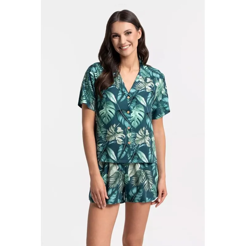 Dámske pyžamo Felicita zelené s listami M