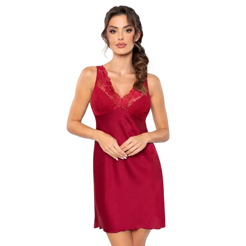 Saténová košieľka Mari vínová XL