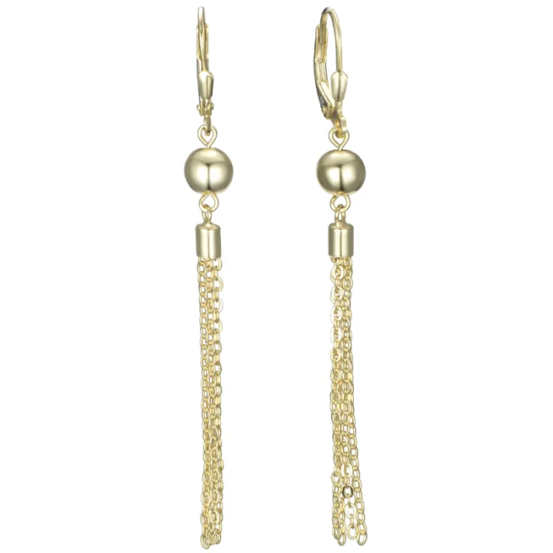 Pozlátené strieborné visiace náušnice s guľôčkami MINET JMAS0315GE00