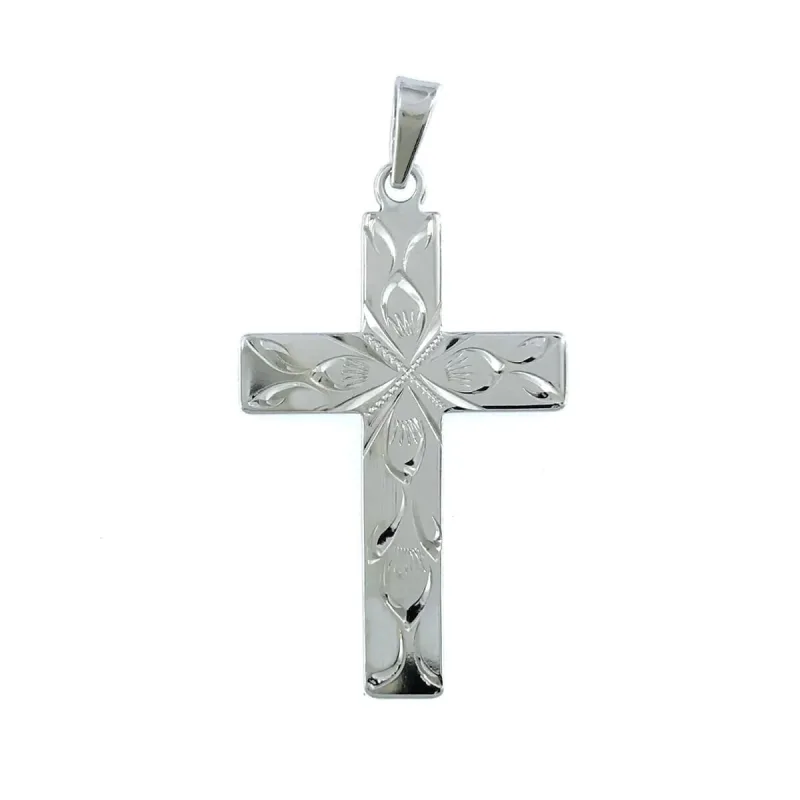 Strieborný prívesok krížik gravírovaný