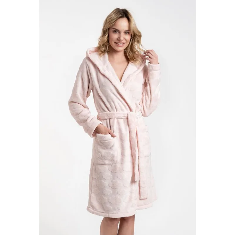 Dámsky župan Drina ružový s trblietavou aplikáciou L