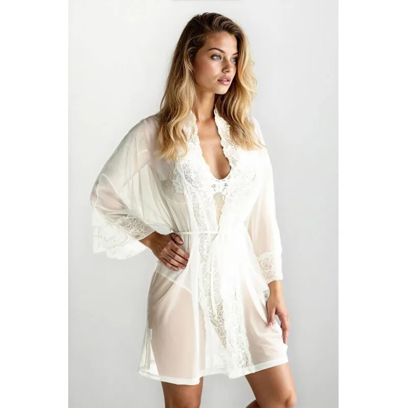 Tylový župan Mark ecru M