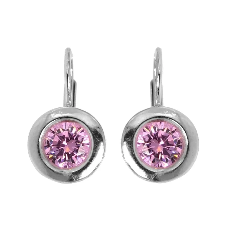 Strieborné náušnice s ružovými zirkónmi